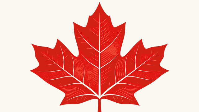 A vibrant red maple leaf, a prominent symbol of Canada, is depicted against a plain, light-colored background.