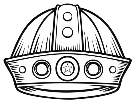 Monochrome cartoon drawing of papal tiara with star and circle embellishments