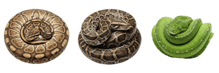 Fototapeta premium Coiled ball python snake wild exotic reptile animal predator pattern wildlife serpent scale dangerous