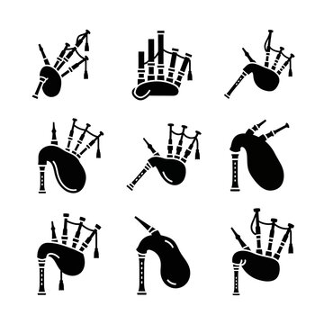 Bagpipe Silhouettes - Collection of Various Musical Instrument Icons