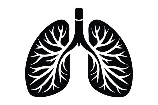 human lung silhouette line art vector illustration with a white background