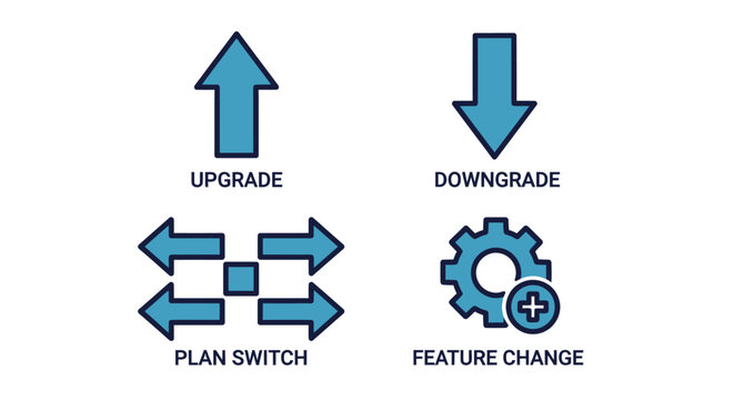 Upgrade and downgrade software icons.