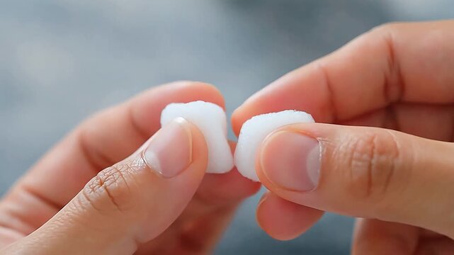 Hands holding white earbud cases for immersive visual experiences and creative projects