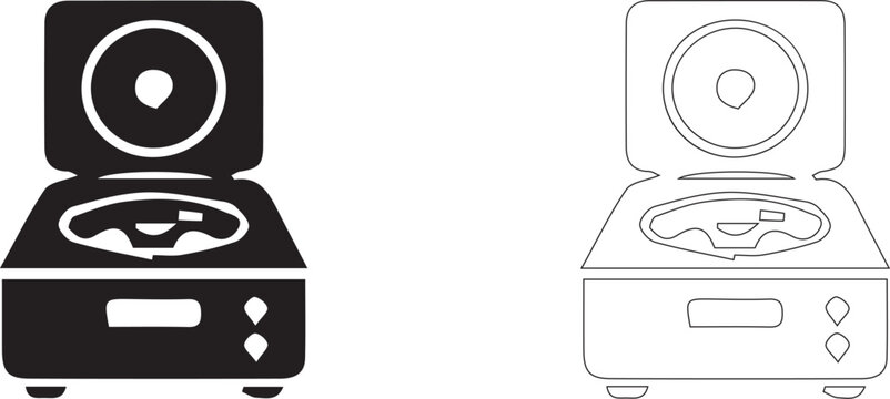 Vintage Record Player Turntable with Speaker Retro Music Device Icon Vector Illustration