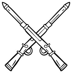 Naklejka premium Crossed rifles illustration, military insignia concept.