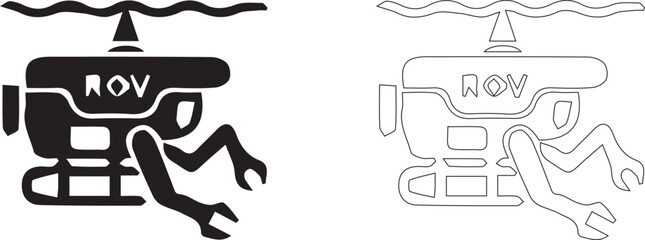 Fototapeta premium Hand Holding ROV Remotely Operated Vehicle Underwater Drone Marine Exploration Icon Vector Illustration