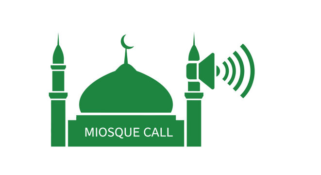 Green Mosque Call Icon Design.