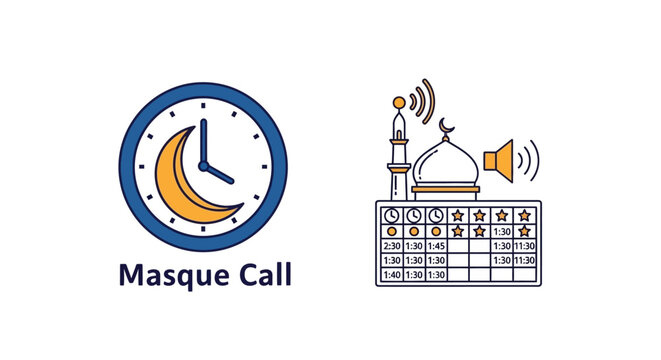 Mosque Call to Prayer Clock Icon.