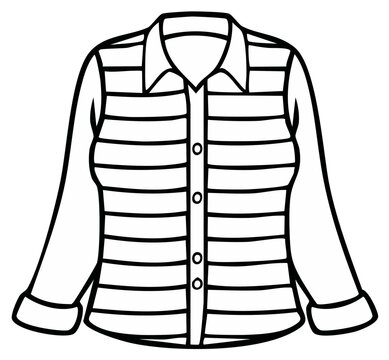 Stylized cartoon illustration of a long-sleeved striped button-up shirt