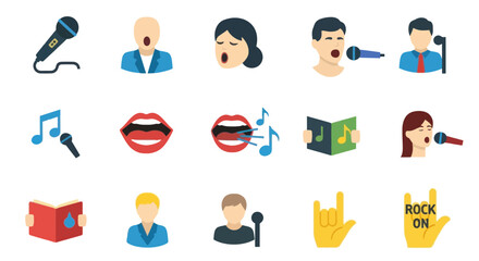 Fototapeta premium Singing, Music Notes, and Microphone Icons for Performance and Audio