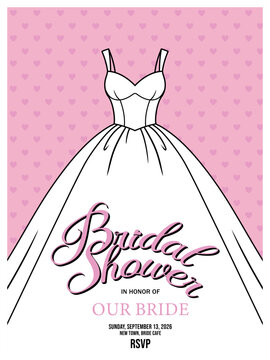 Elegant Pink Bridal Shower Invitation Dress Design for Bride Celebration