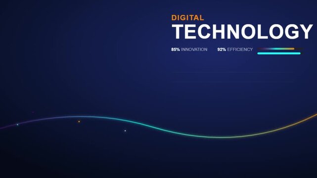 Digital Technology Background Animation with Futuristic Neon Wave and Modern HUD Interface