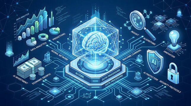 Artificial intelligence concepts and data analytics visualization
