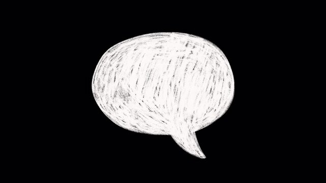 Hand-Drawn White Speech Bubble with Boiling Lines Animation Loop. For social media videos, documentaries, and creative motion graphics projects related to communication, messages, or dialogue.