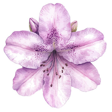 Azalea Flower, vector watercolor clipart with soft pastel strokes, isolated on a white background.