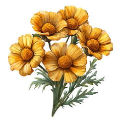 Achillea Flower, clipart vector in watercolor style with flowing brushwork, isolated on a white background. © brixel