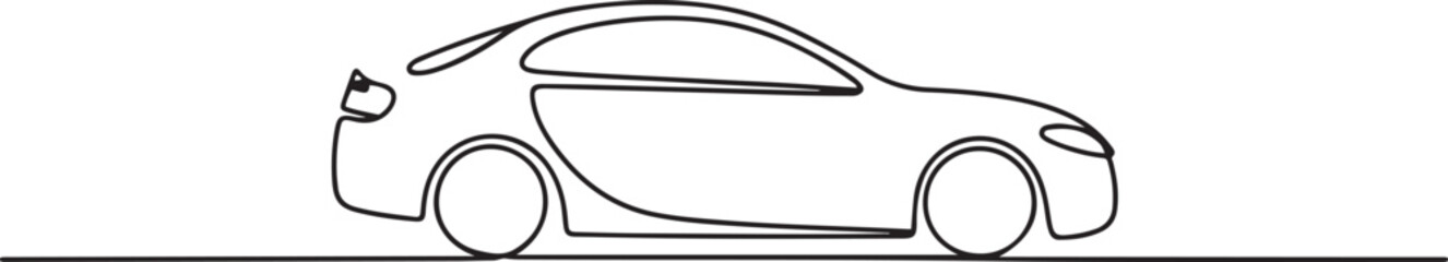 Continuous one single line drawing of car. Minimalist black linear sketch isolated on white background. one line icon drawing vector © sadi