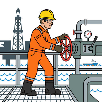 Oil Rigger Adjusting Valve Illustration Style