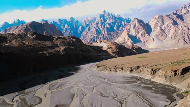 Drone Shot of Passu Cones in Hunza, Gilgit Baltistan, Pakistan
