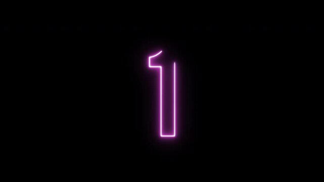 Modern pink neon 5 to 1 second digital countdown timer in 4K with alpha channel and transparent background. Perfect for preloaders, intros, tech videos, and motion graphics.