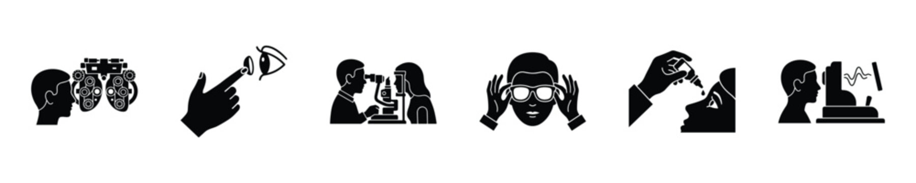 Visual symbols illustrating various eye care services and tools