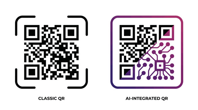 QR Code Payment Icons Set - AI Modern Digital Payment, QR Barcode Scanning and Mobile Checkout