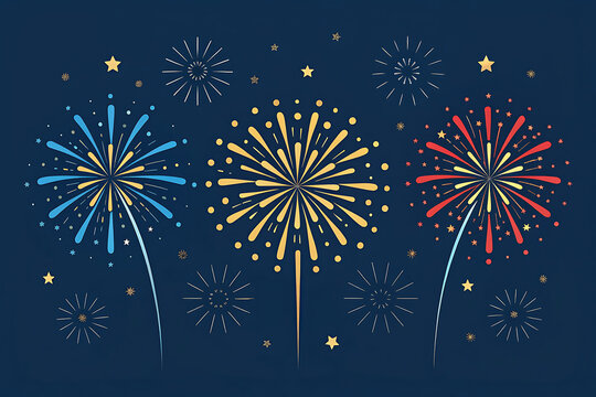 Colorful fireworks exploding in the night sky illustration transparent background