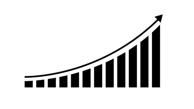 Business growth concept in graph chart showing marketing sales profit increasing to future target .Business graph chart with growing business concept. Arrow rising on graph sale symbols.