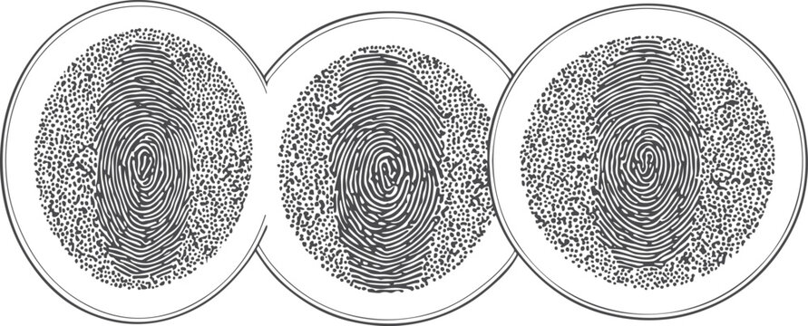 Three circular fingerprint with dot patterns