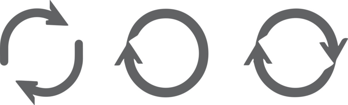 Three sets of gray arrows in circular motion