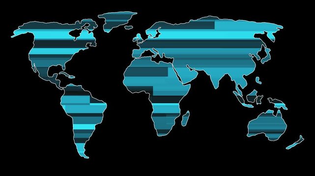 International news background animation in world map icon. Digital world news background animation, Blue color 3d rotated earth technology news animated.