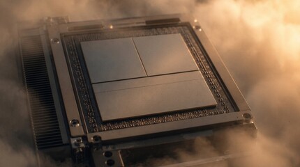 Fototapeta premium Advanced AI accelerator processor with multi die package and high bandwidth memory in vapor cooling for machine learning compute