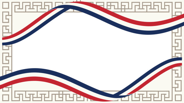 Wavy red-blue lines on geometric border pattern abstract lines