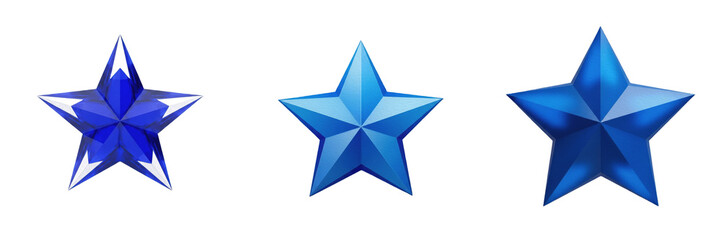 Obraz premium Set of Blue Glass Star Trophy Isolated on White Background PNG