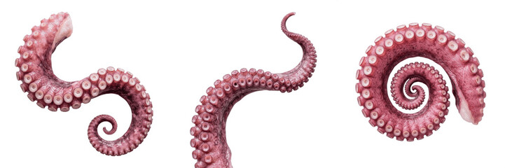 Octopus Tentacle Curve PNG Pack - Sea Monster Kraken Arm, Marine Ocean Aquatic Creature Suckers, Exotic Seafood Culinary Fresh Set © michael