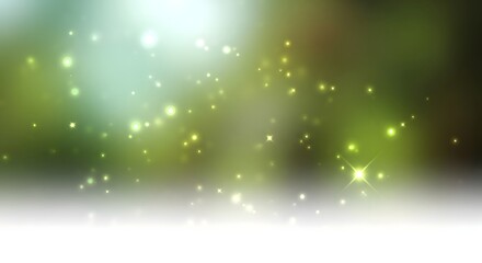 Obraz premium Luminous green bokeh background with soft, diffused light and sparkling particles, evoking a sense of natural vitality and ecological balance, ideal for environmental themes.