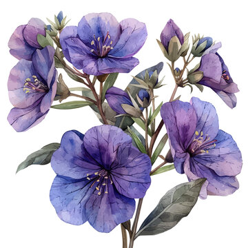 watercolor of Hesperis Flower, vector clipart, isolated on a white background.