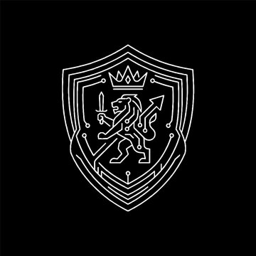 Lion Shield Crest Emblem Symbol.