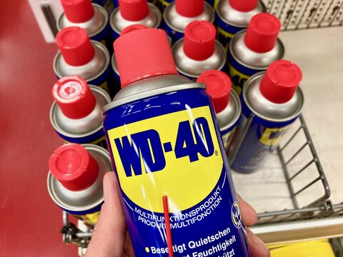 WD-40 lubricant products displayed in Switzerland