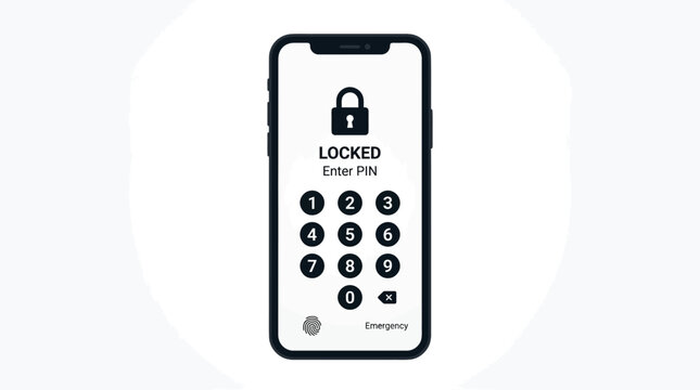 Smartphone with locked screen display.
