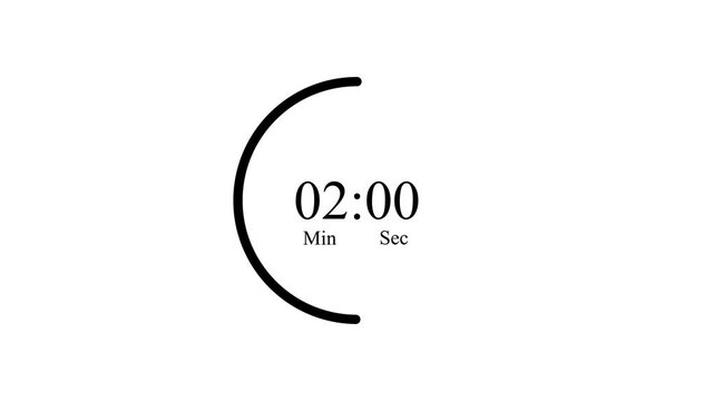 Minimalist Digital Countdown Timer Animation with Rotating Circular Line and Clock Minutes and Seconds.