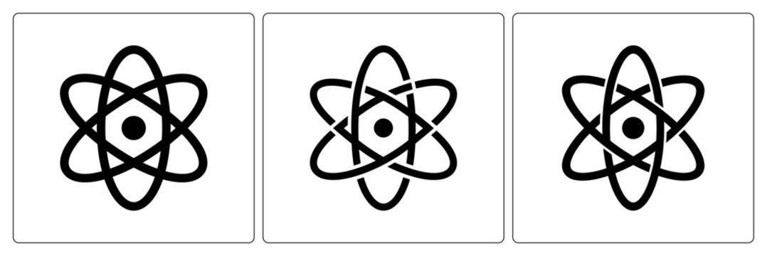 Set of three atom icons in flat design style vector illustration