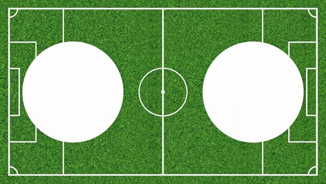 Campo de futebol com espa&ccedil;os circulares em branco para personaliza&ccedil;&atilde;o