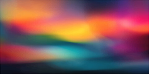 A bright abstract rainbow background features a colorful wave pattern with blurred motion and bokeh light texture to create a vibrant energy design wallpaper © mehek