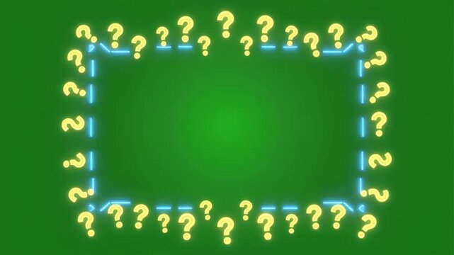 Neon Question Mark Border Animation on Green Background