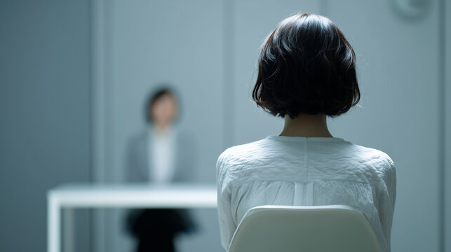 面接で対面する二人の女性のシーン