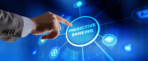 Obraz premium Future of banking with predictive analytics and AI-driven financial service personalization.