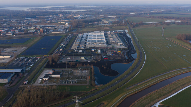 Data Center Construction in Winschoten, aerial.