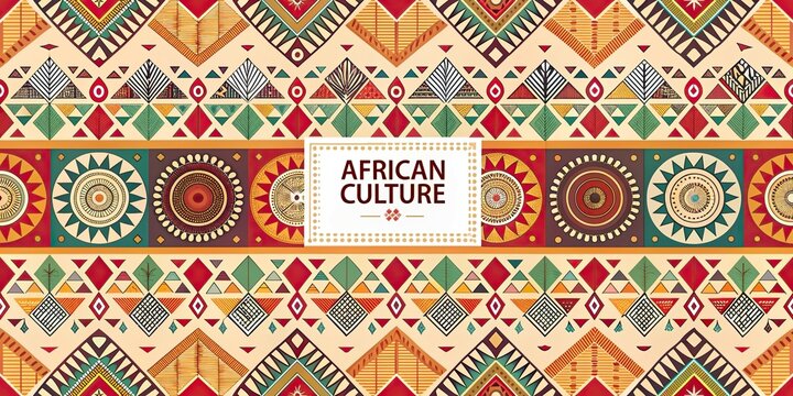African culture geometric pattern banner ethnic ornament colorful tribal background