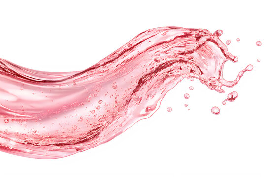 Graceful Pink Liquid Splash, Curving Fluid Motion on White